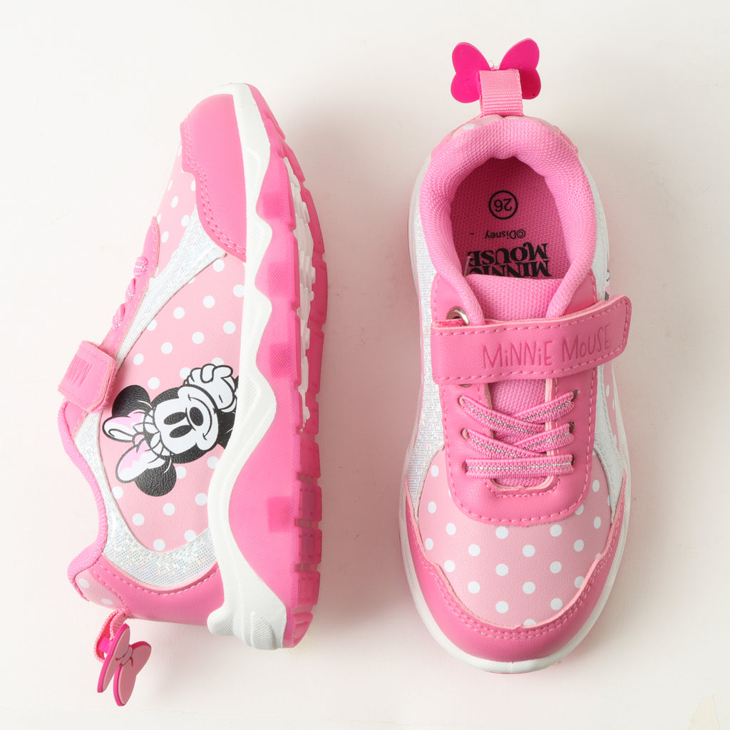 Zapatilla Con Luces Niña Minnie Dots Rosado Disney