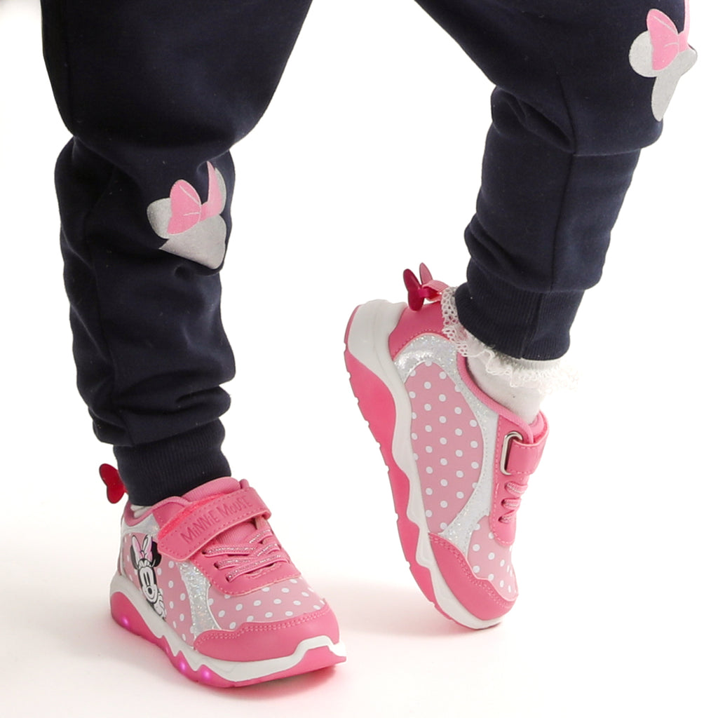Zapatilla Con Luces Niña Minnie Dots Rosado Disney