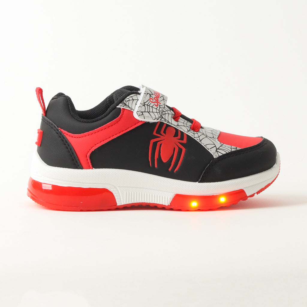 Zapatilla Con Luces Niño Spiderman Spider Negro Marvel