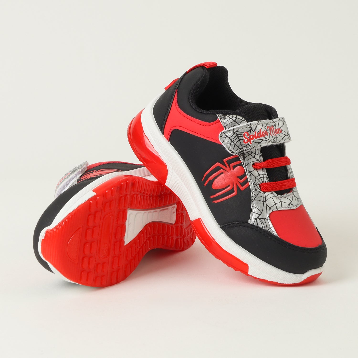 Zapatilla Con Luces Niño Spiderman Spider Negro Marvel