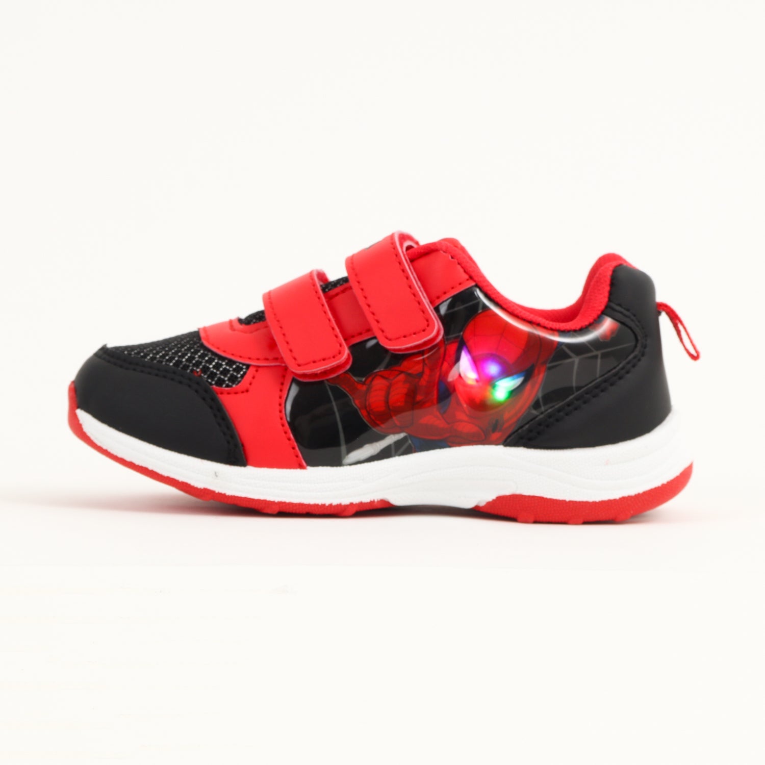 Zapatilla Con Luces En Personaje Niño Spiderman Negro Marvel