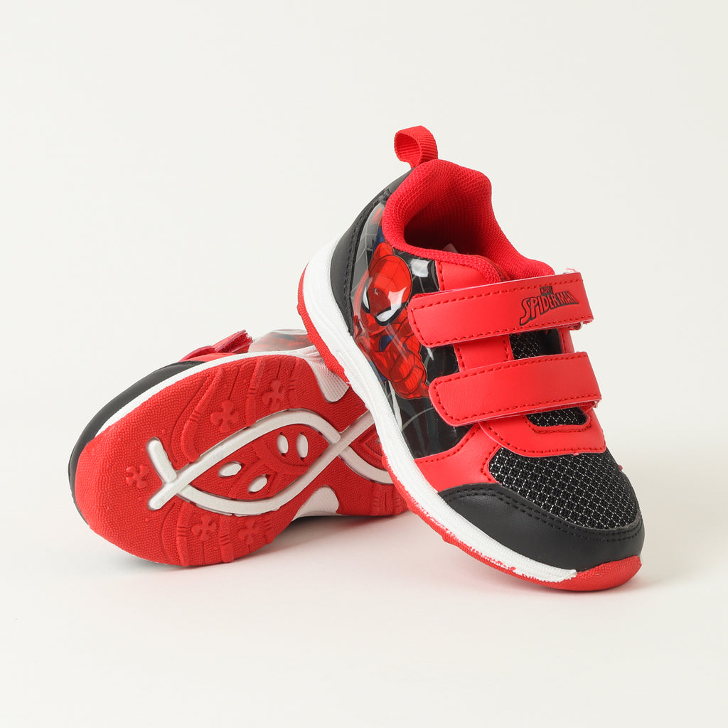 Zapatilla Con Luces En Personaje Niño Spiderman Negro Marvel