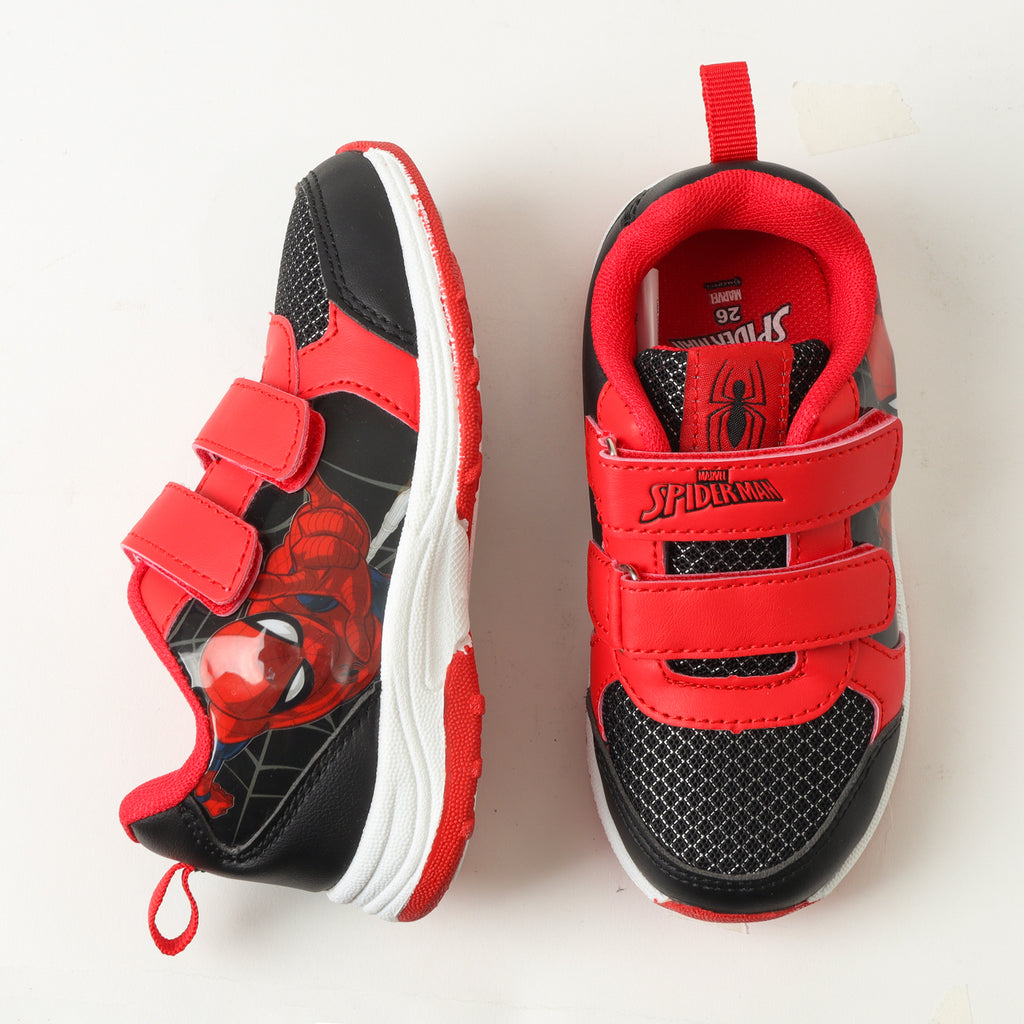 Zapatilla Con Luces En Personaje Niño Spiderman Negro Marvel