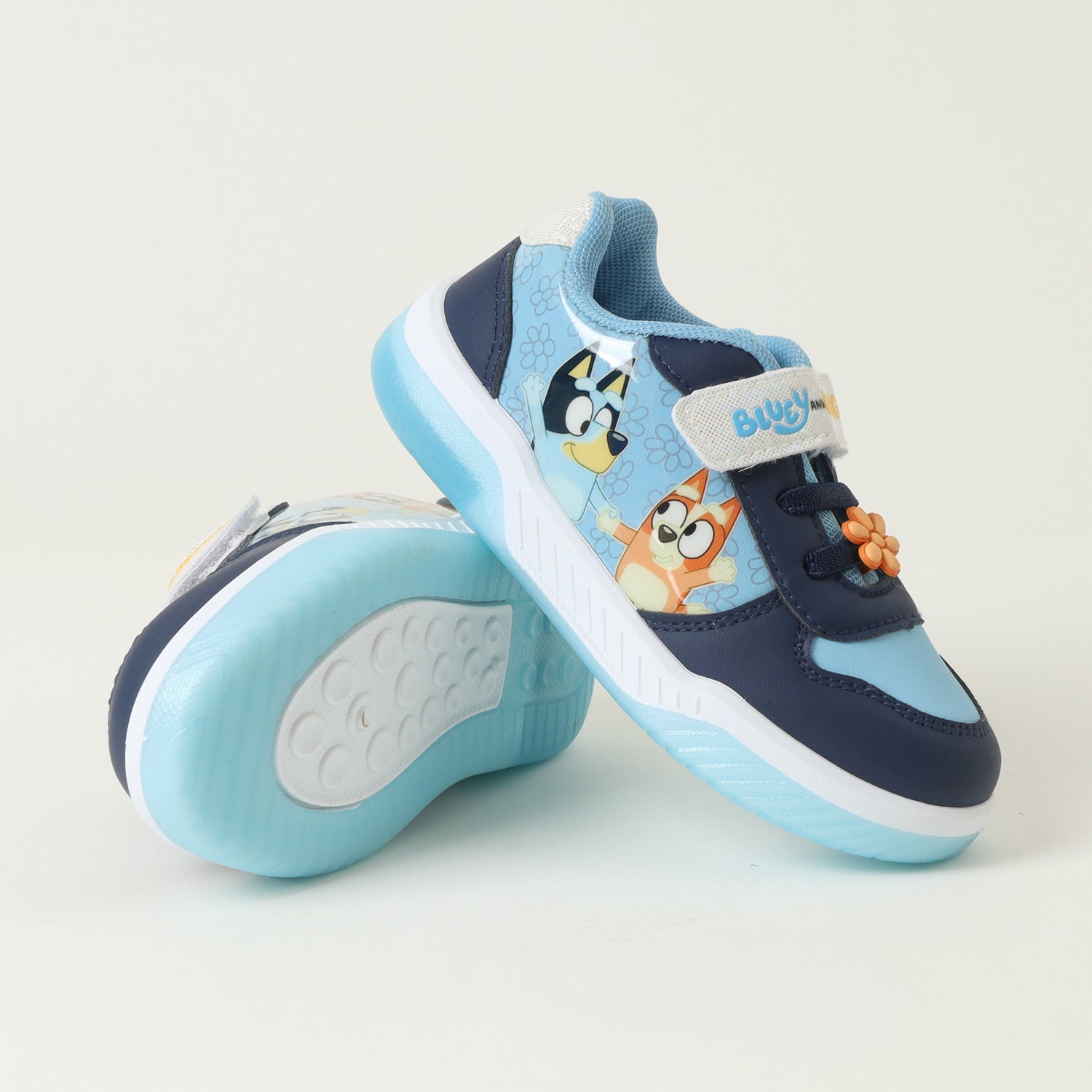 Zapatilla Con Luces Niña Flores Celeste Bluey
