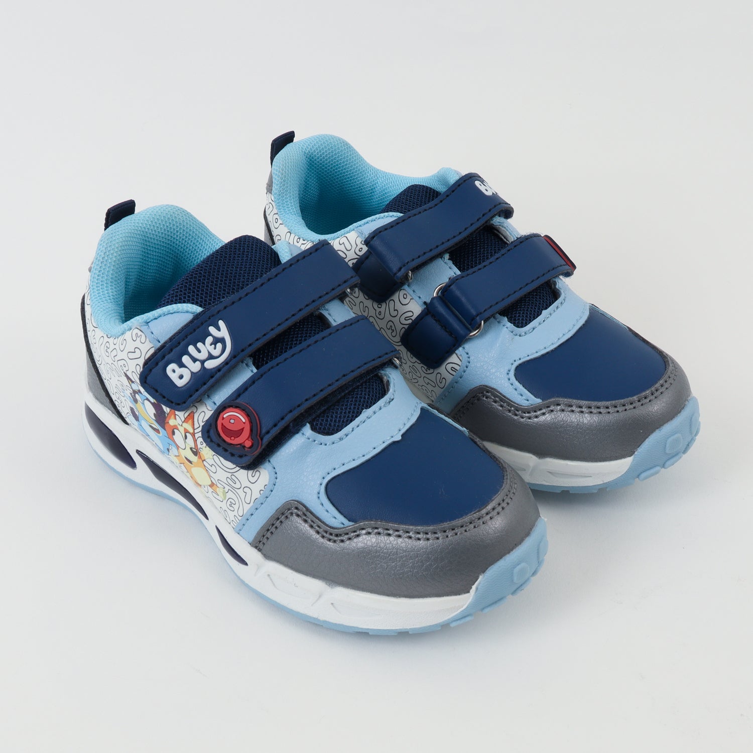 Zapatilla Con Luces Niño Letras Celeste Bingo Y Bluey