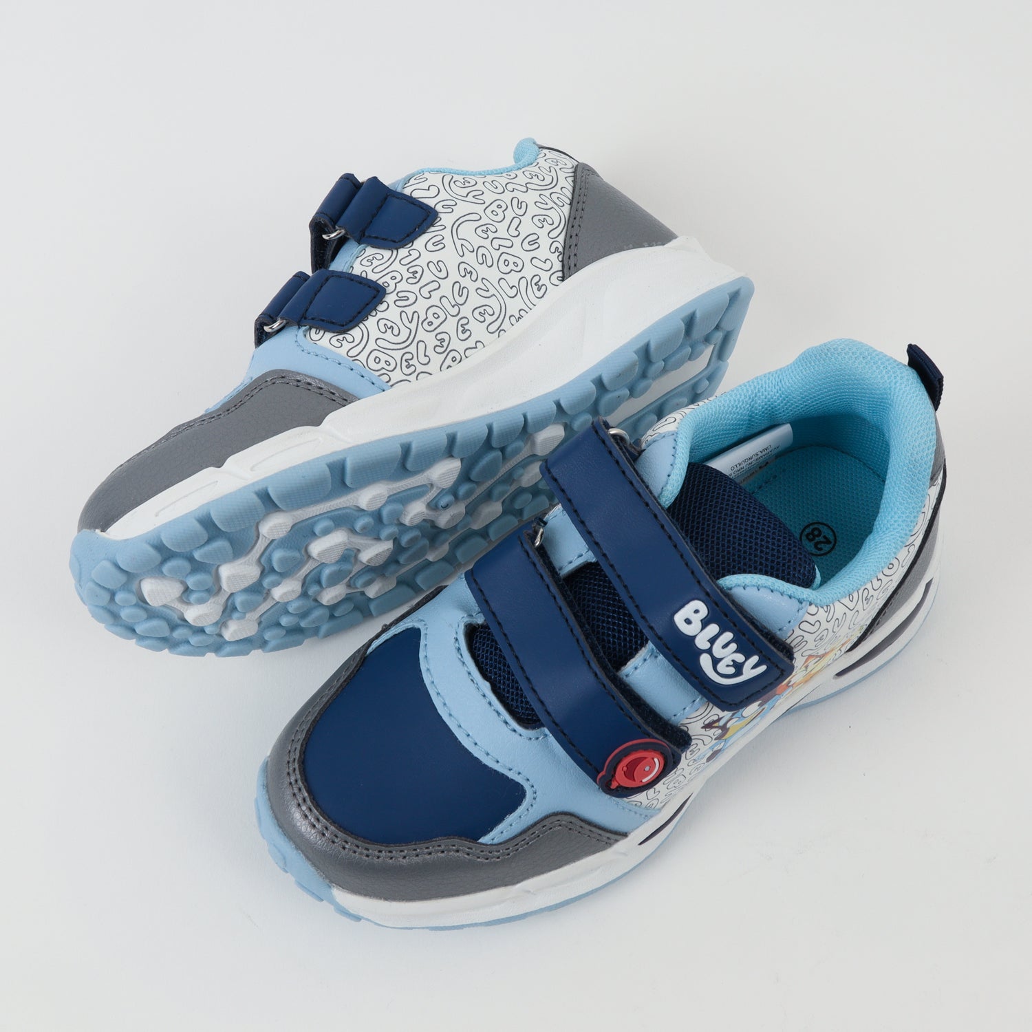 Zapatillas Con Luces Niño Letras Celeste Bingo Y Bluey
