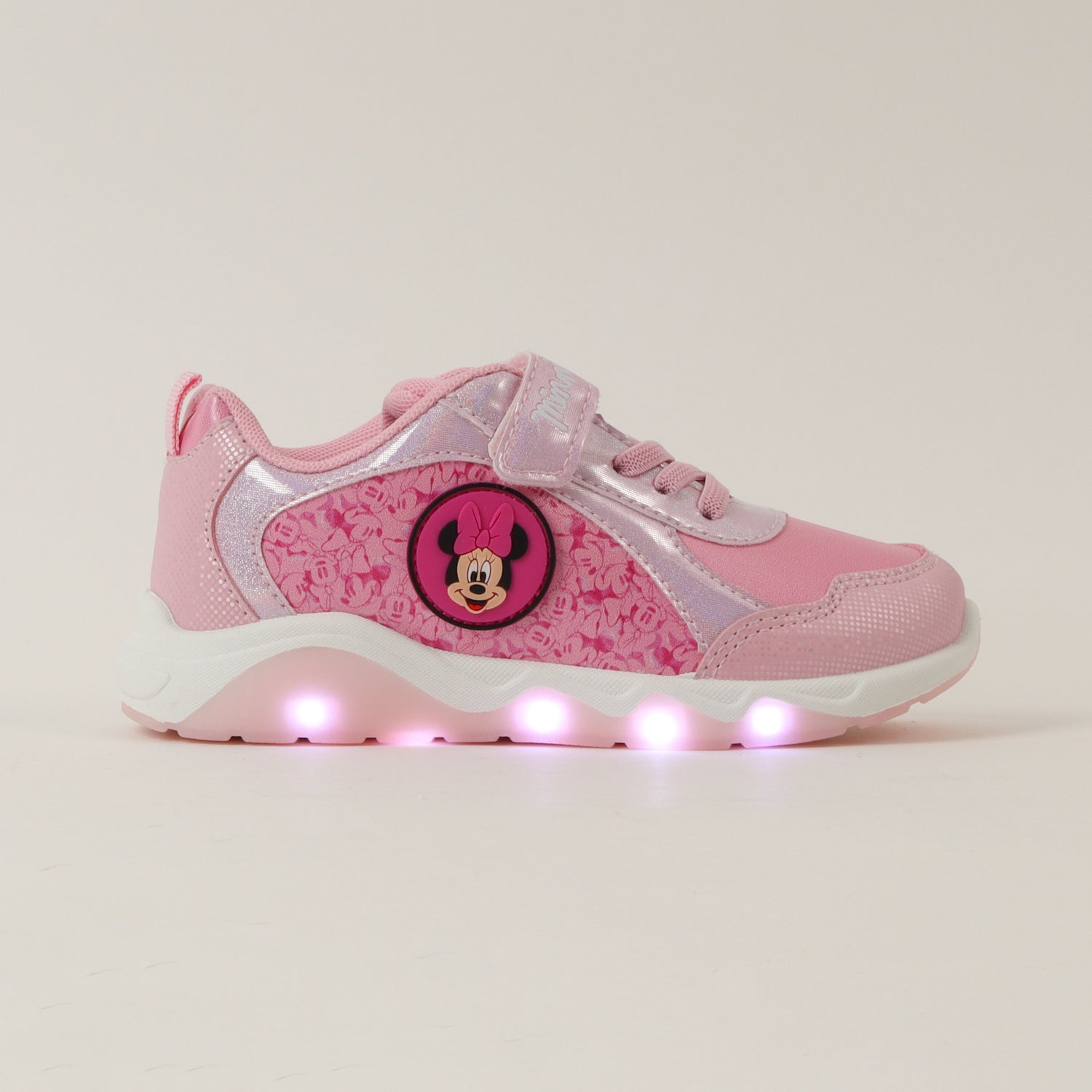 Zapatilla Con Luces Niña Minnie Full Print Rosado Disney