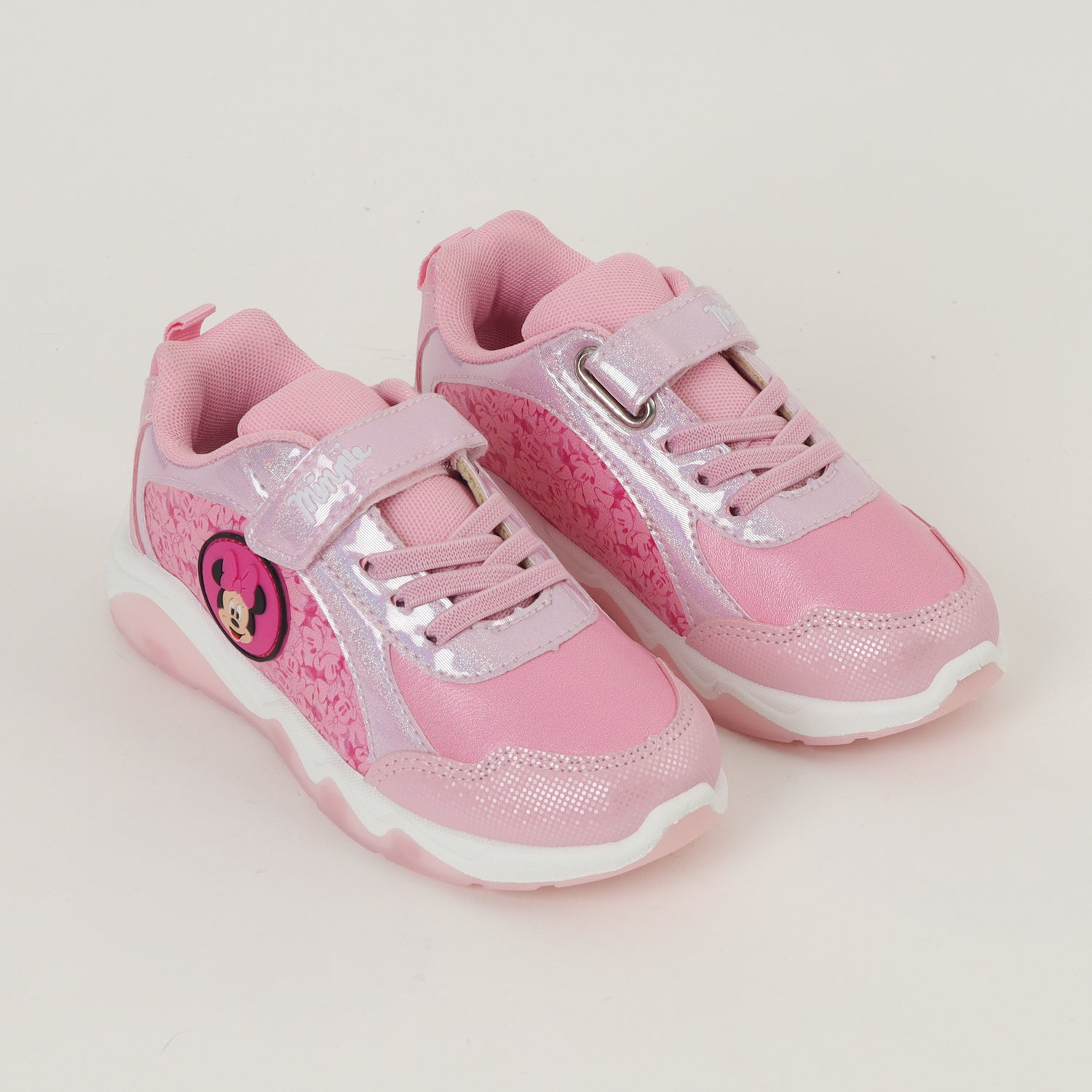 Zapatilla Con Luces Niña Minnie Full Print Rosado Disney