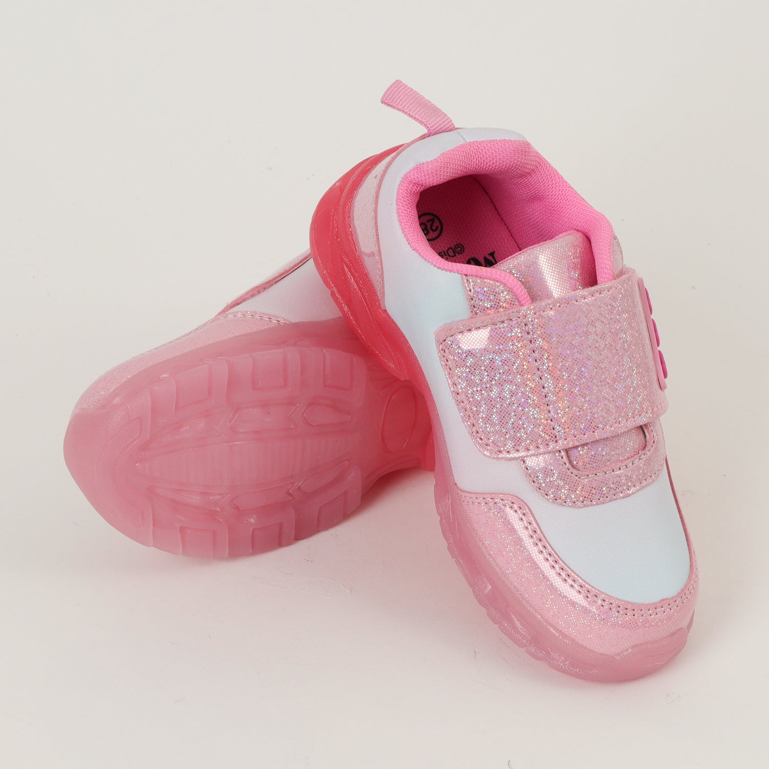 Zapatilla Con Luces Niña Minnie Corazones Rosado Disney