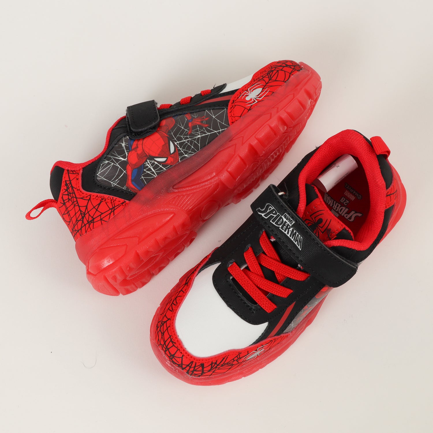 Zapatilla Con Luces Niño Spiderman Telaraña Rojo Marvel