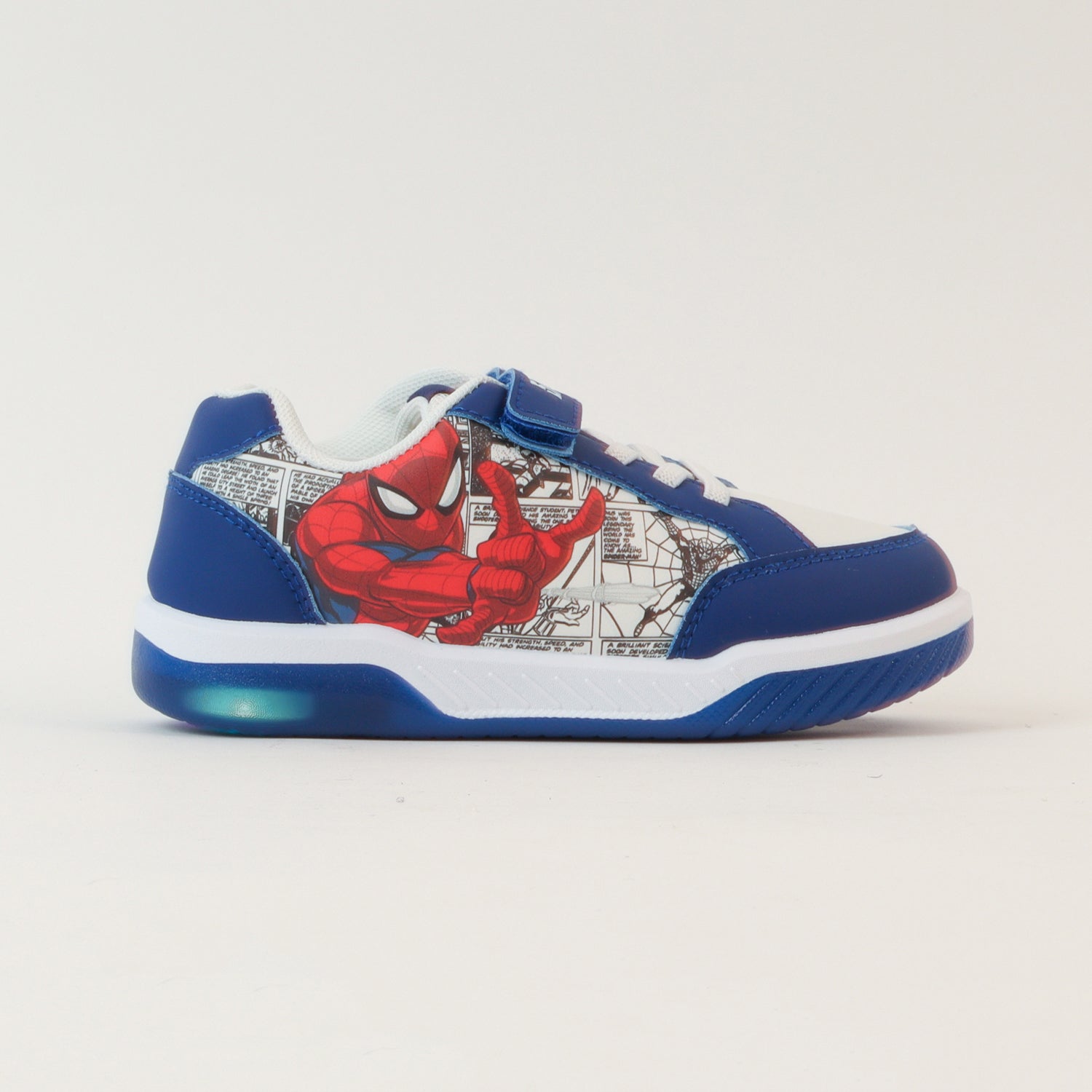 Zapatilla Con Luces Niño Spiderman Comics Azul Marvel