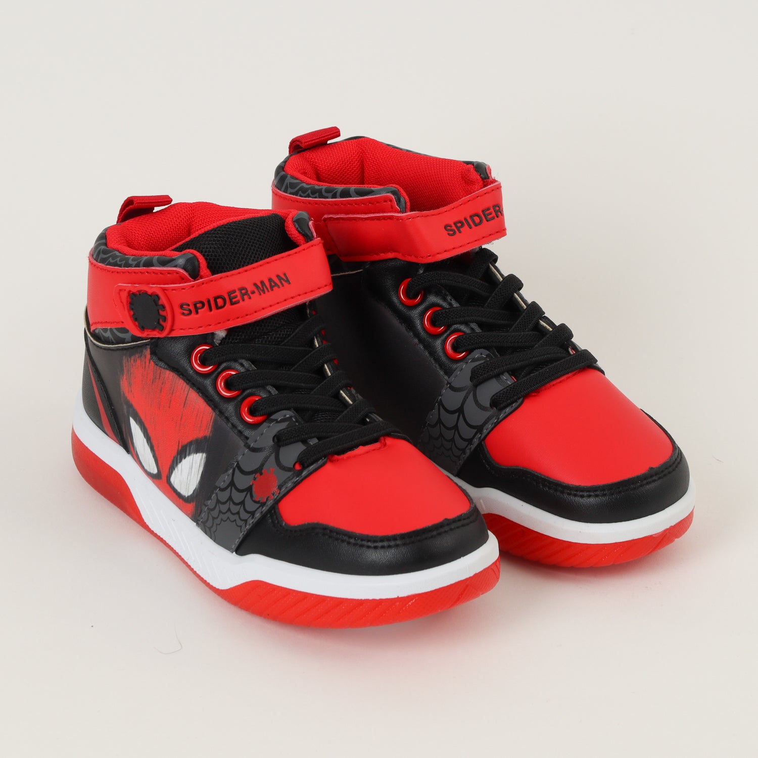 Zapatillas Con Luces Niño Rojo Caña Spiderman Marvel
