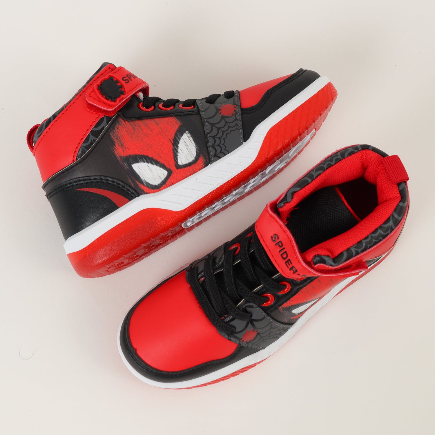 Zapatillas Con Luces Niño Rojo Caña Spiderman Marvel