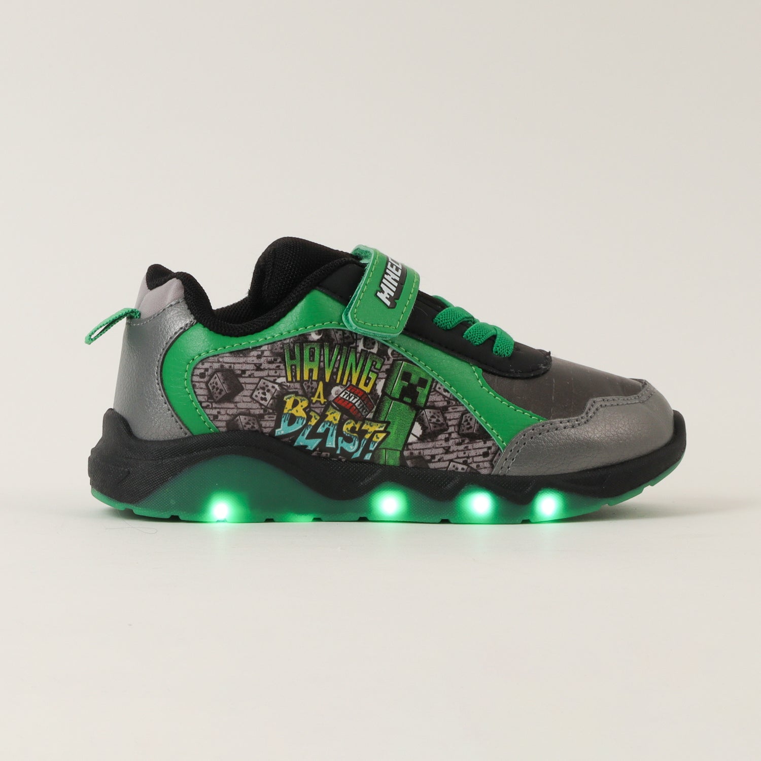 Zapatilla Con Luces Niño Creepers Negro Minecraft