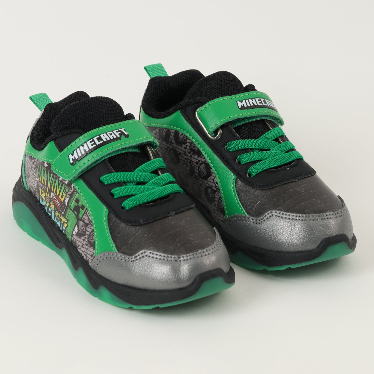 Zapatilla Con Luces Niño Creepers Negro Minecraft