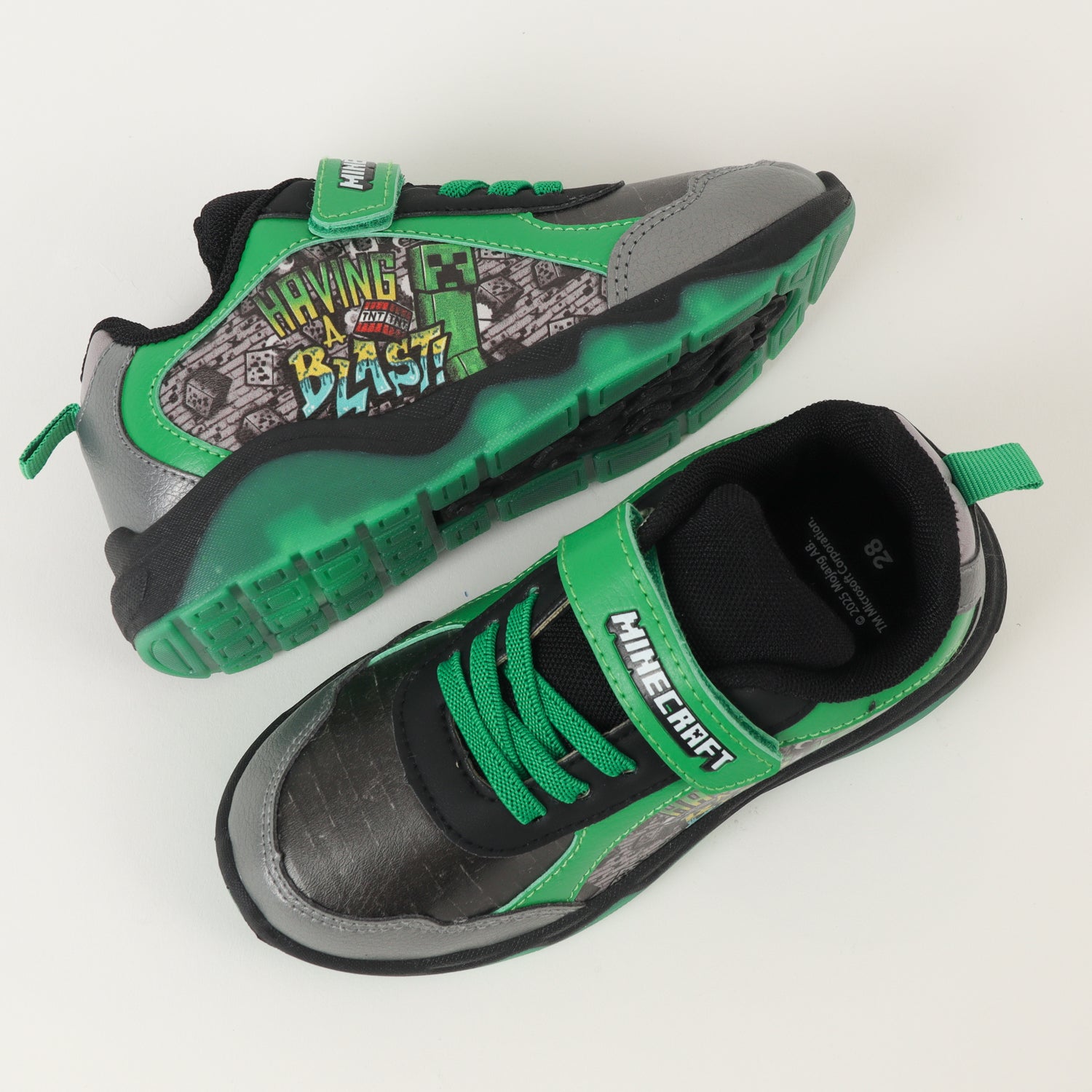 Zapatilla Con Luces Niño Creepers Negro Minecraft