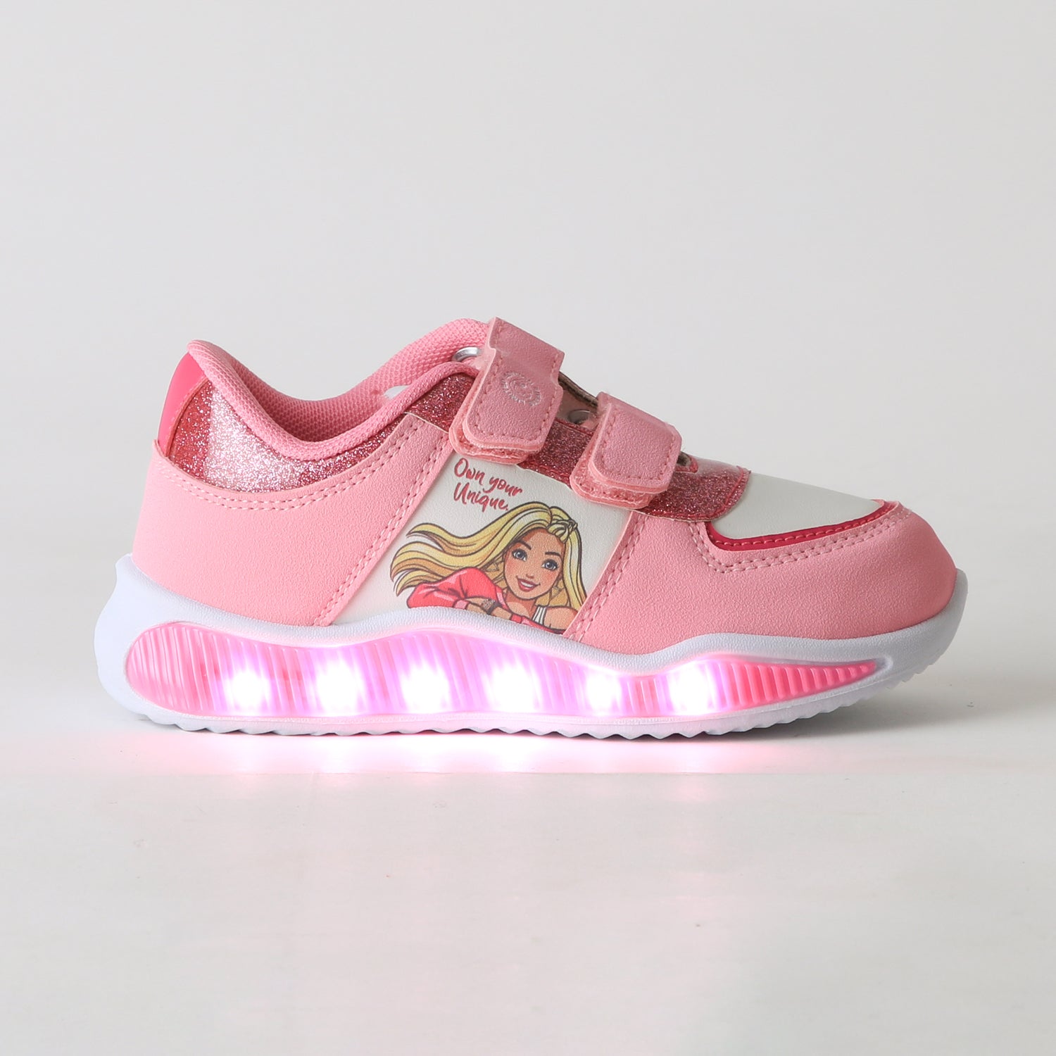 Zapatilla Luces Niña Velcro Brillos Rosado Barbie - Zapatillas Chile | The Brands Club cl