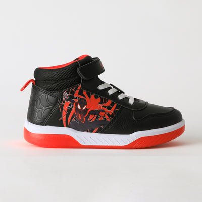 Zapatilla Caña Alta Niño Luces Spiderman Negro Marvel