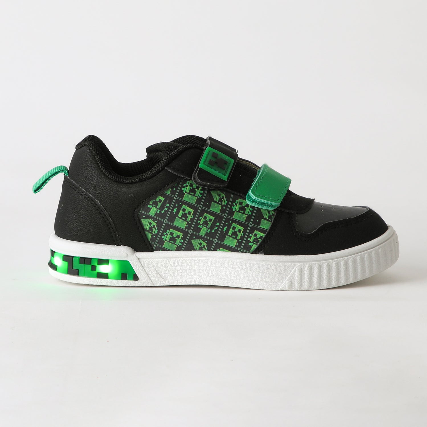 Zapatilla Luces Niño Velcro Print Negro Minecraft - Zapatillas Chile | The Brands Club cl