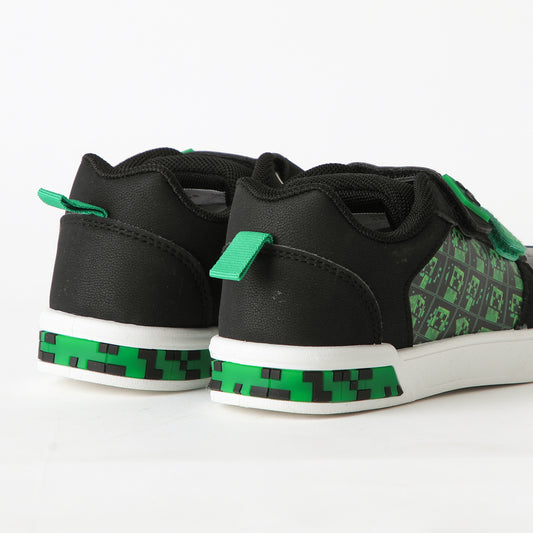 Zapatilla Luces Niño Velcro Print Negro Minecraft - Zapatillas Chile | The Brands Club cl