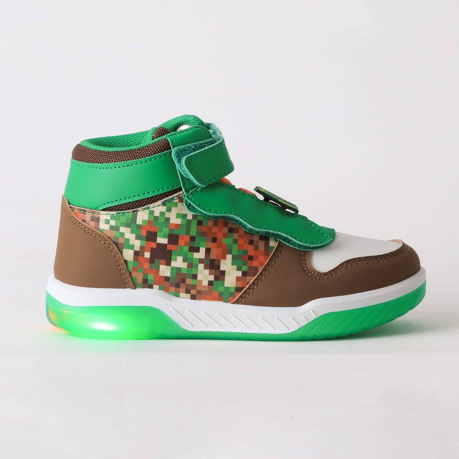 Zapatilla Caña Alta Niño Luces Full Print Verde Minecraft - Zapatillas Chile | The Brands Club cl