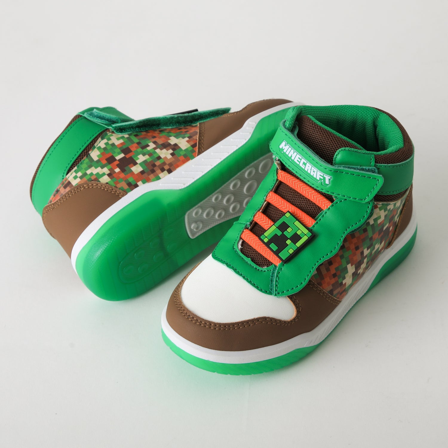 Zapatilla Caña Alta Niño Luces Full Print Verde Minecraft - Zapatillas Chile | The Brands Club cl