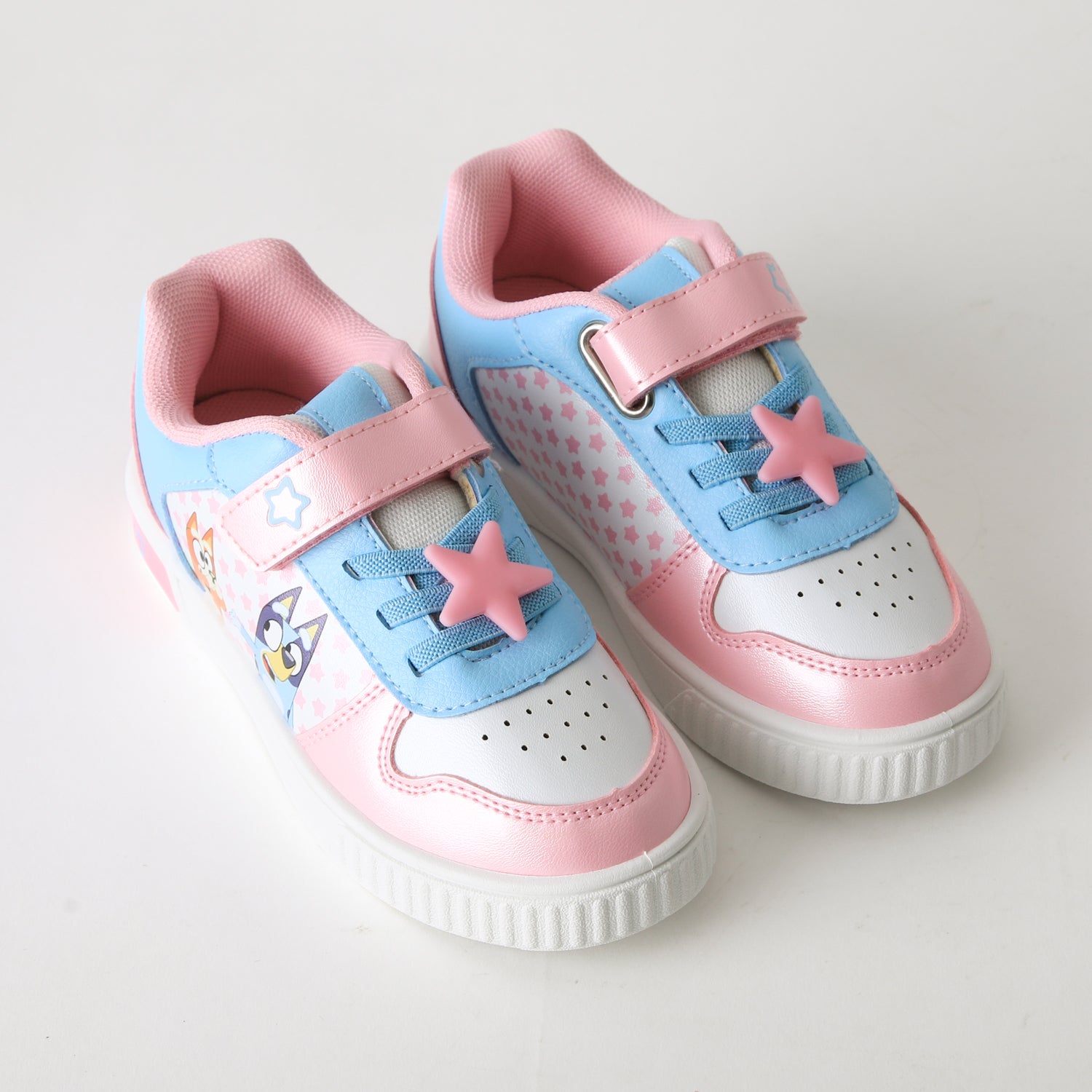 Zapatilla Luces Niña Velcro Estrellas Rosado Bingo & Bluey