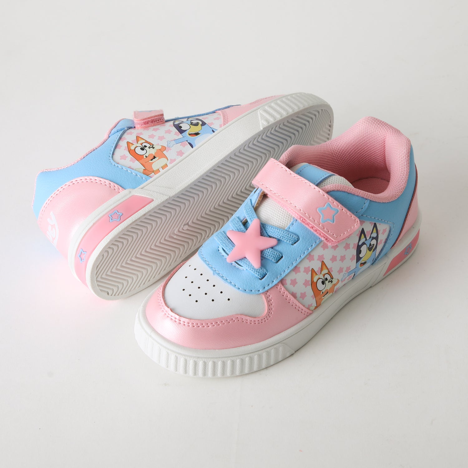 Zapatilla Luces Niña Velcro Estrellas Rosado Bingo & Bluey
