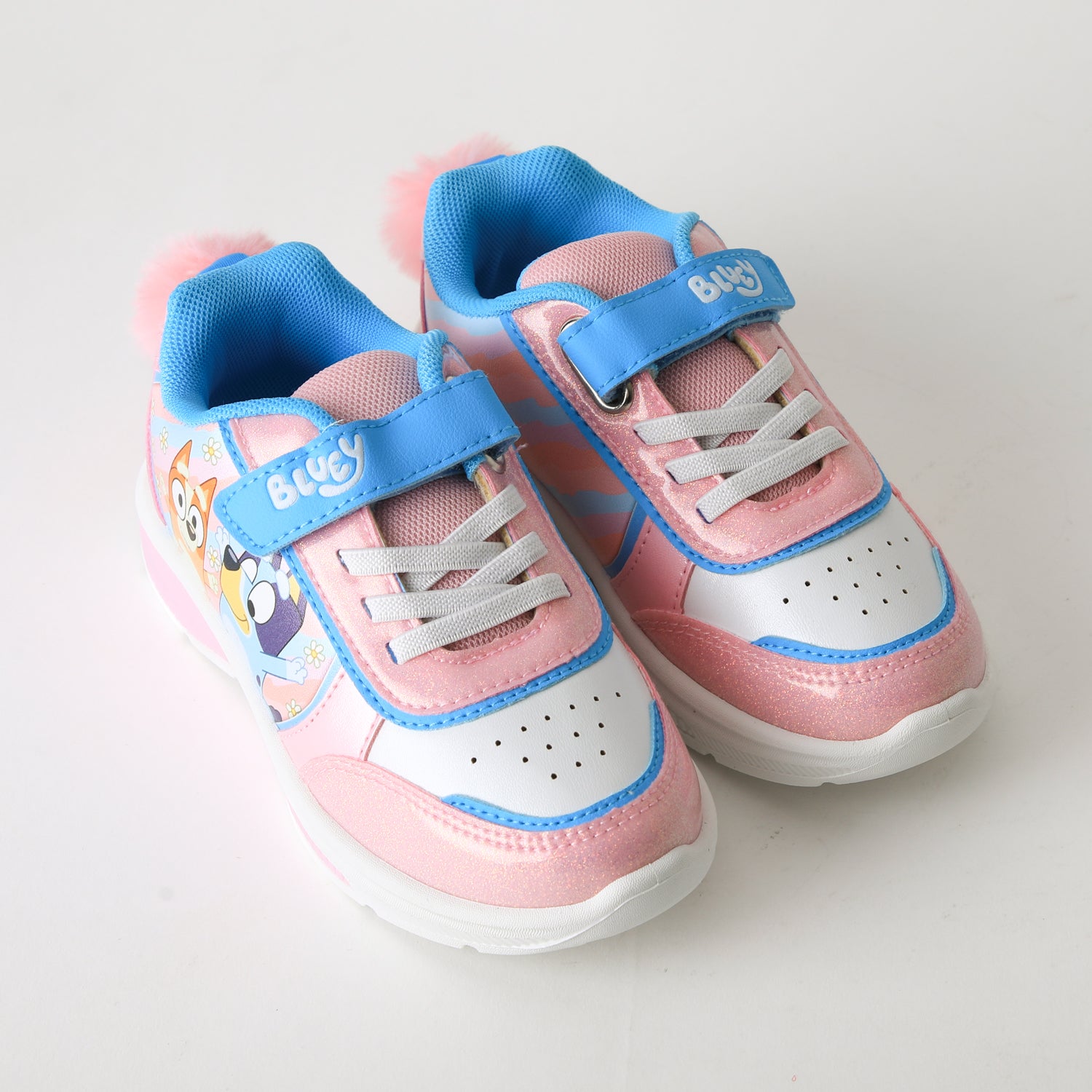 Zapatilla Luces Niña Velcro Pompón Rosado Bingo & Bluey