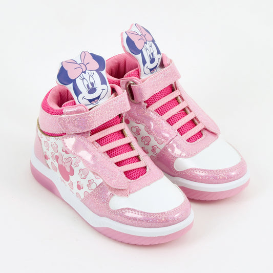 Zapatilla Luces Niña Caña Alta Minnie Rosado Disney - Zapatillas Chile | The Brands Club cl