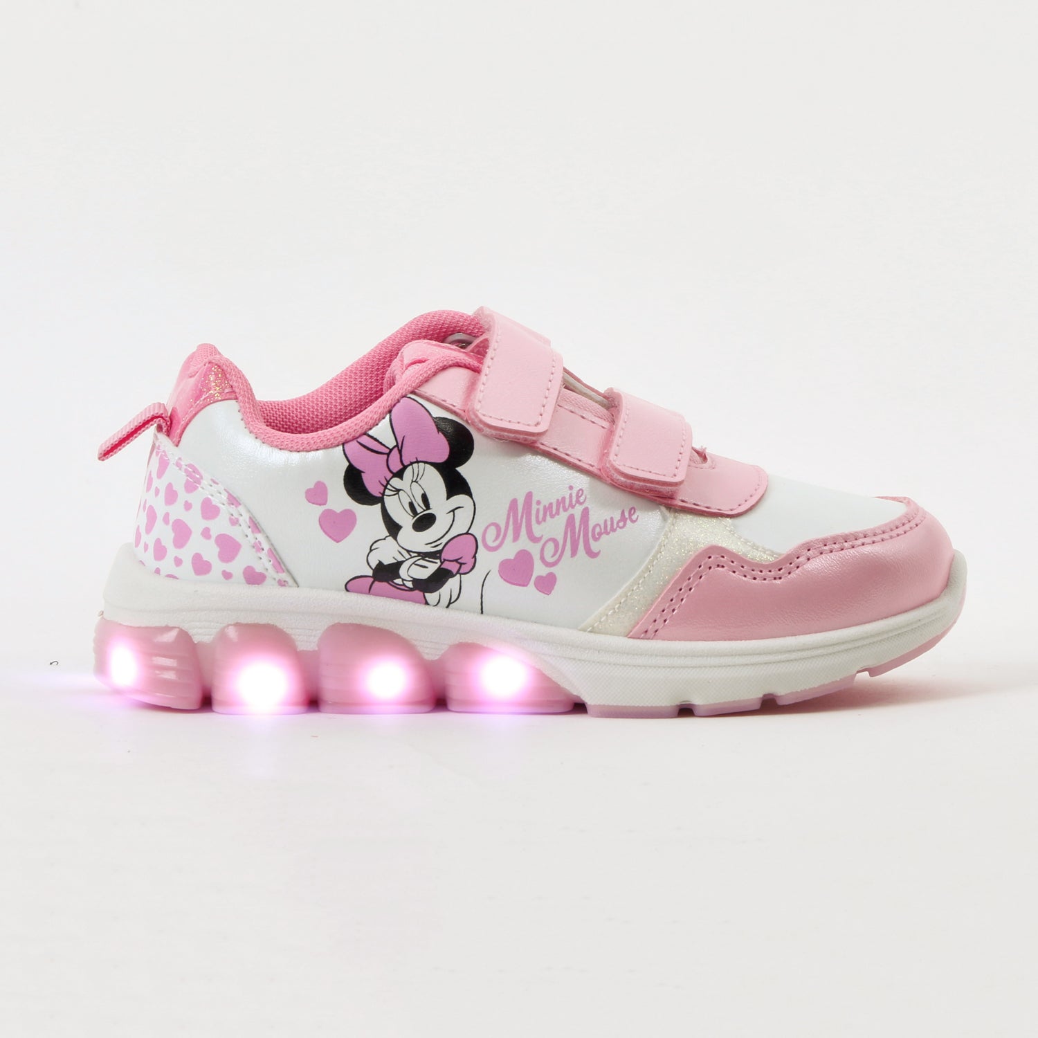 Zapatilla Luces Niña Corazones Minnie Rosado Disney - Zapatillas Chile | The Brands Club cl