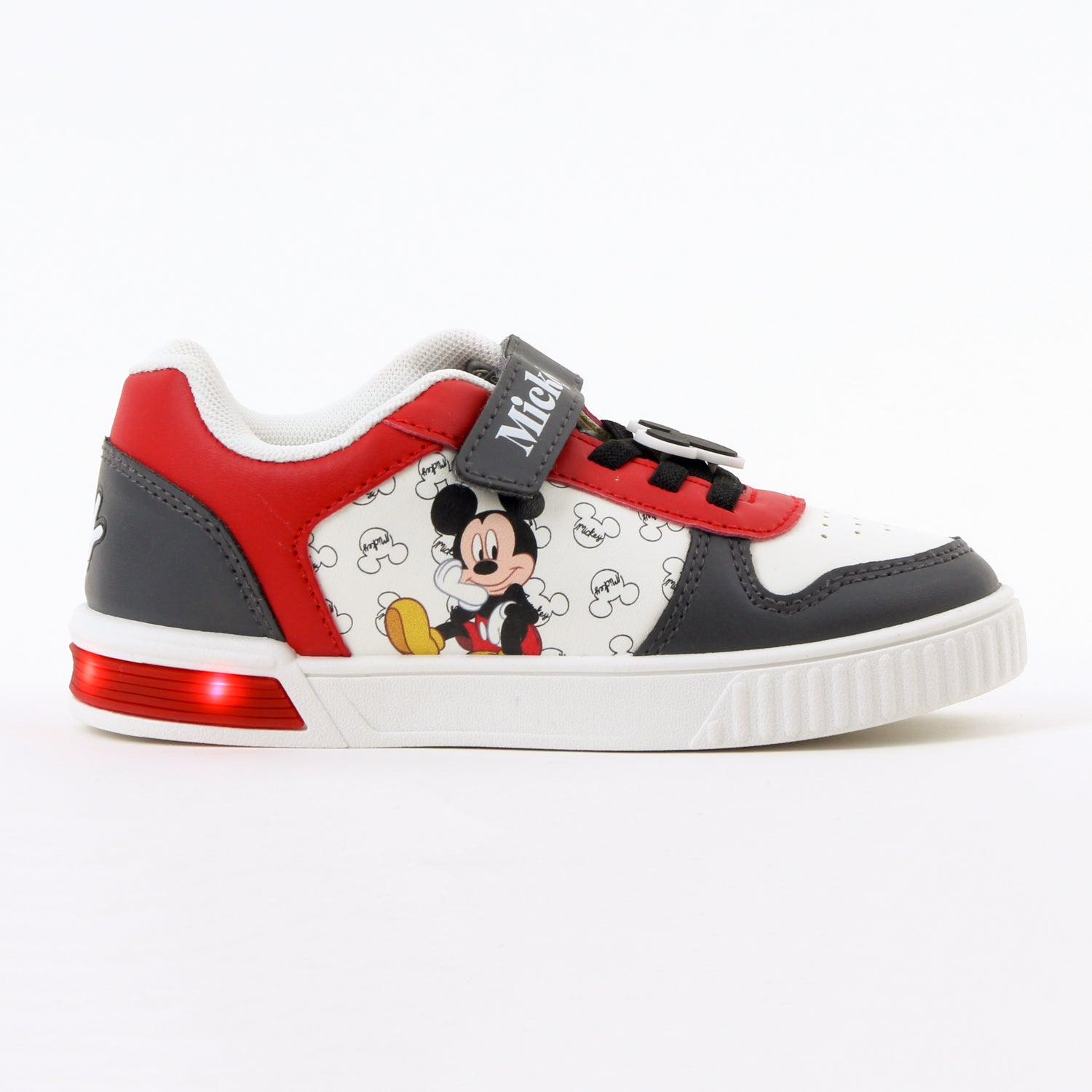 Zapatilla Luces Niño Mickey Disney De Pie Blanco
