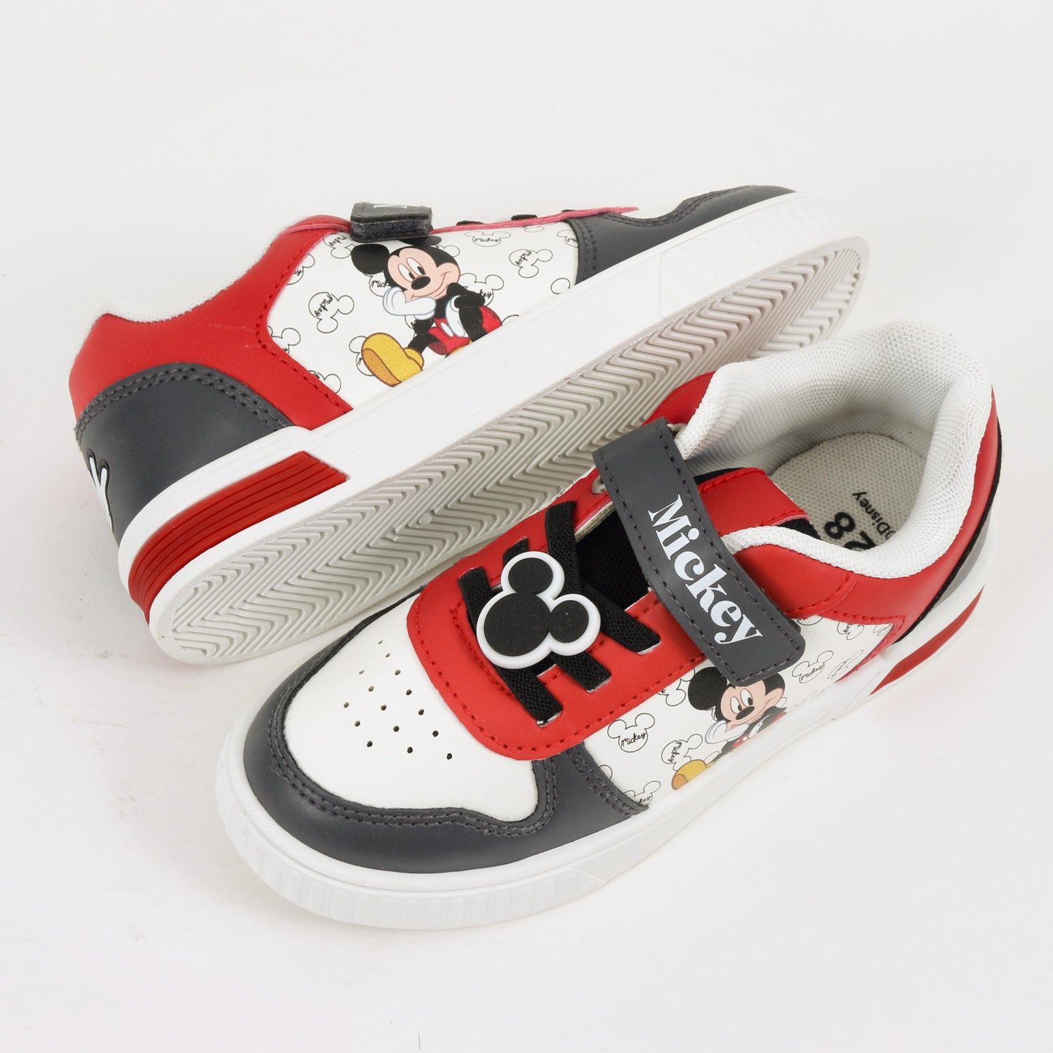 Zapatilla Luces Niño Mickey Disney De Pie Blanco