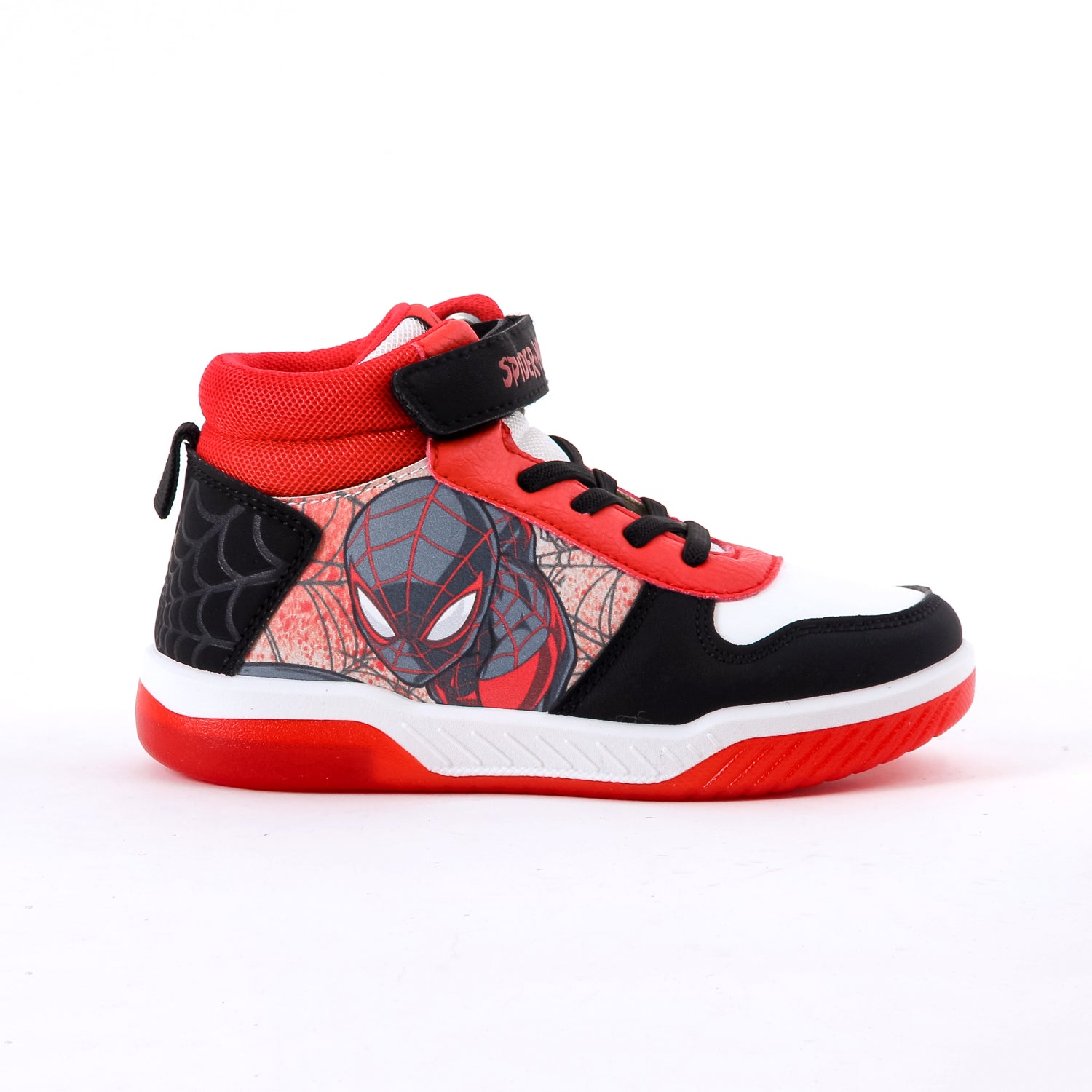 Zapatilla Luces Niño Spiderman Marvel Caña Alta Rojo