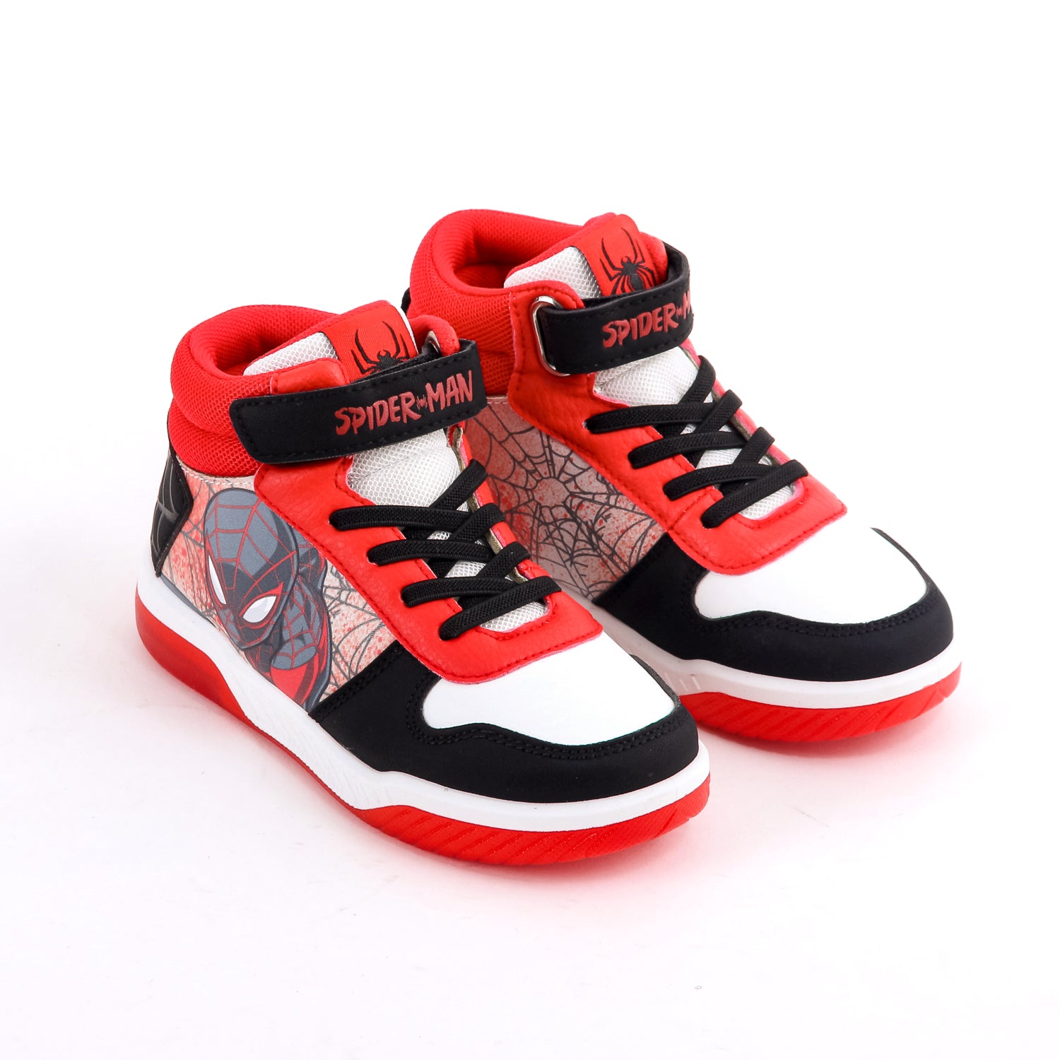 Zapatilla Luces Niño Spiderman Marvel Caña Alta Rojo