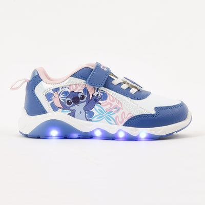 Zapatilla Luces Niña Stitch Disney Flores Celeste
