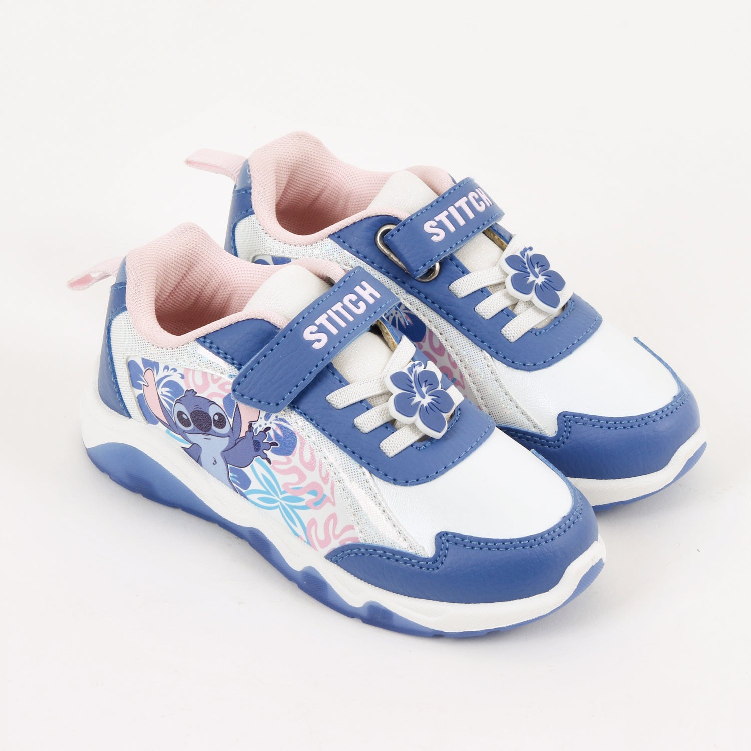 Zapatilla Luces Niña Stitch Disney Flores Celeste
