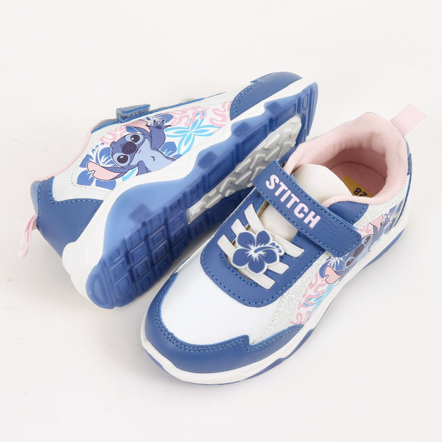 Zapatilla Luces Niña Stitch Disney Flores Celeste