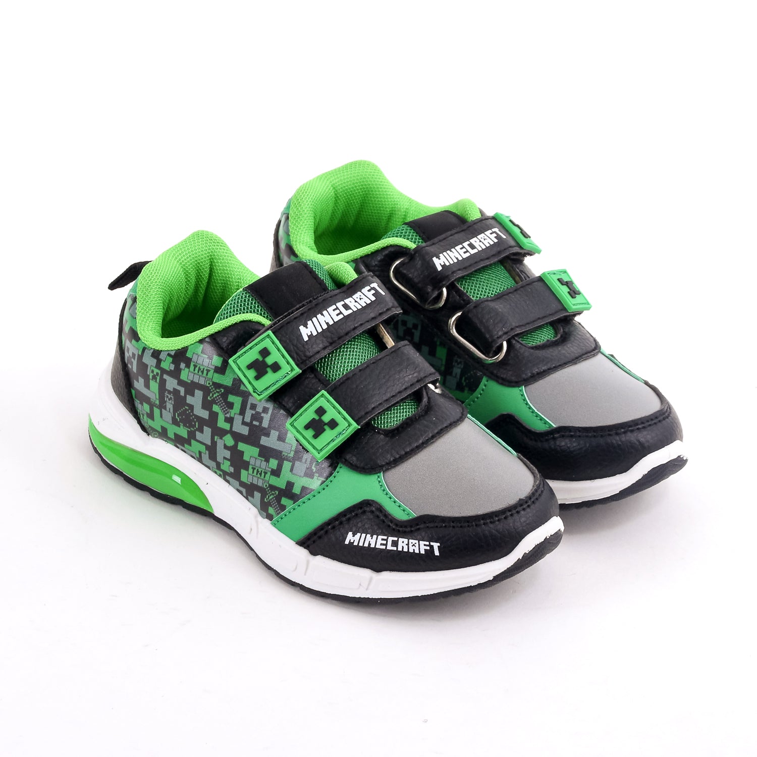 Zapatilla Luces Niño Minecraft Full Print Negro