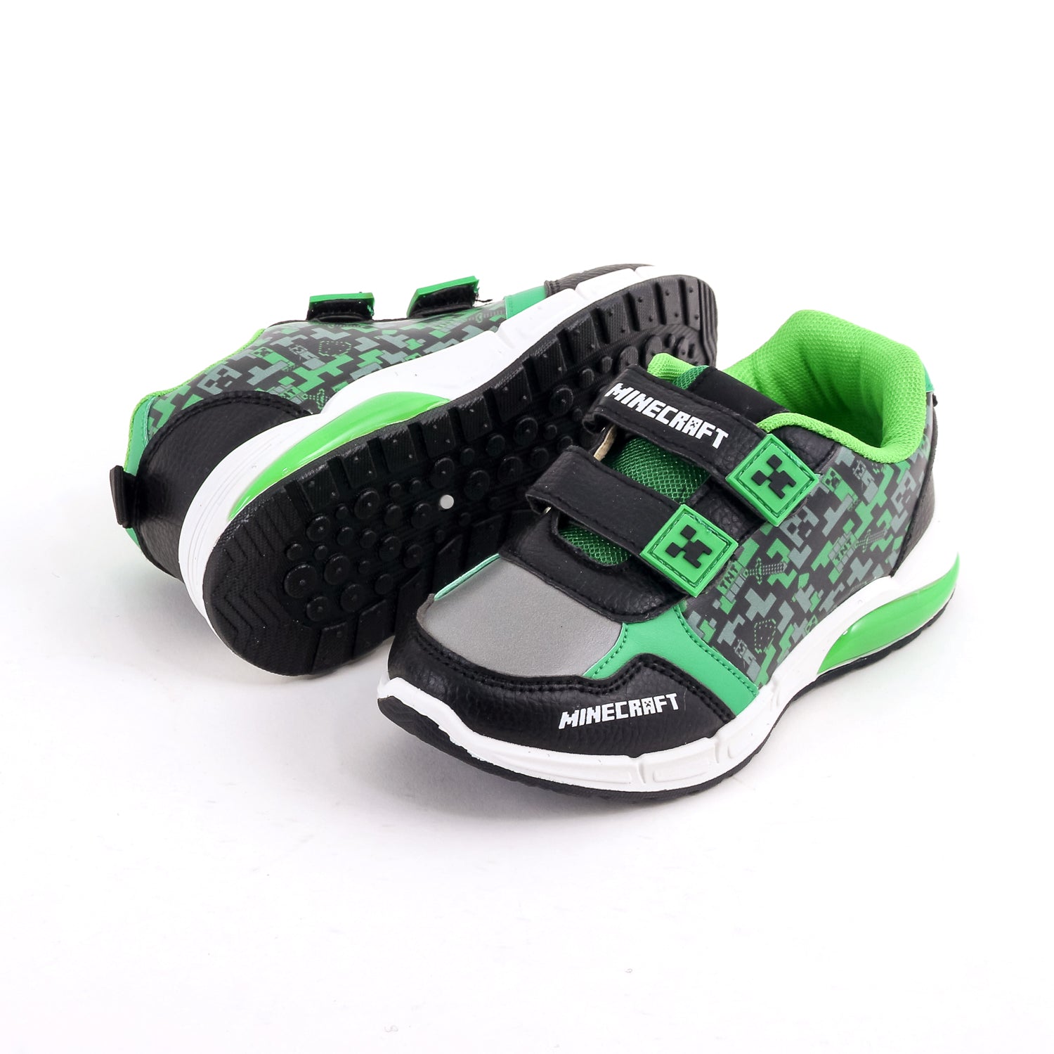 Zapatilla Luces Niño Minecraft Full Print Negro