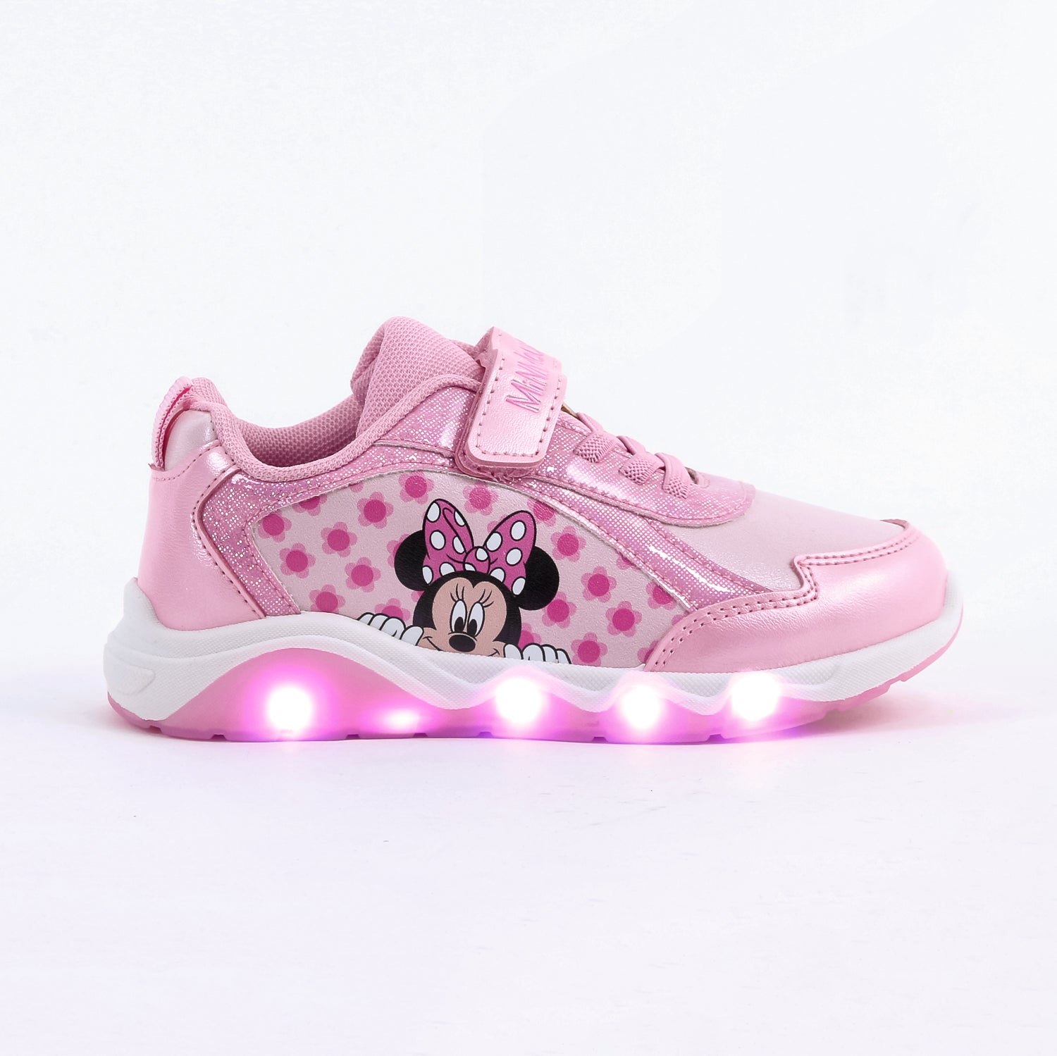 Zapatilla Luces Niña Minnie Disney Flores Rosado