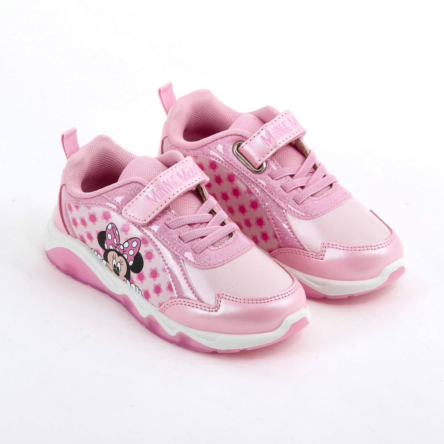 Zapatilla Luces Niña Minnie Disney Flores Rosado
