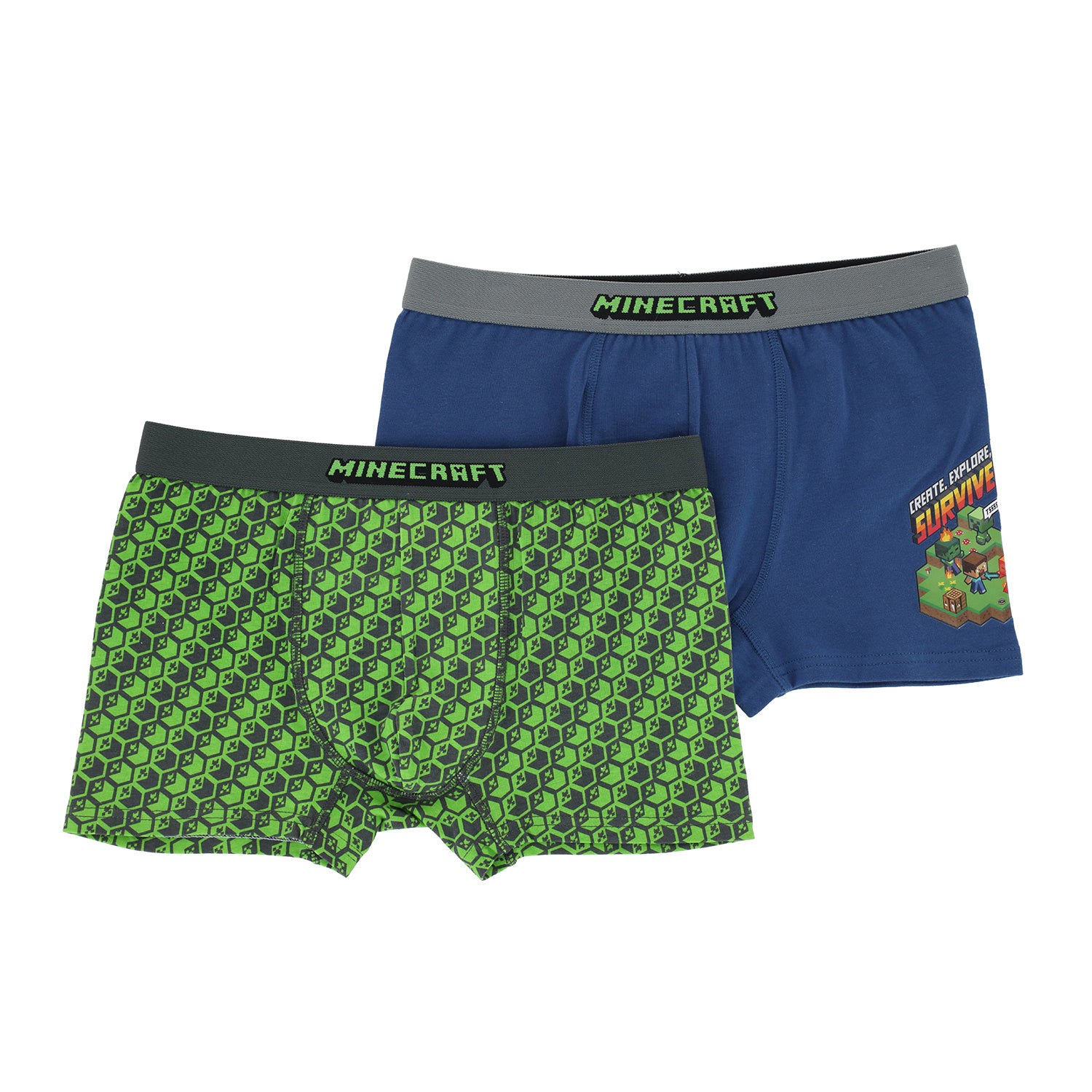 Boxer Niño Logo Azul Minecraft