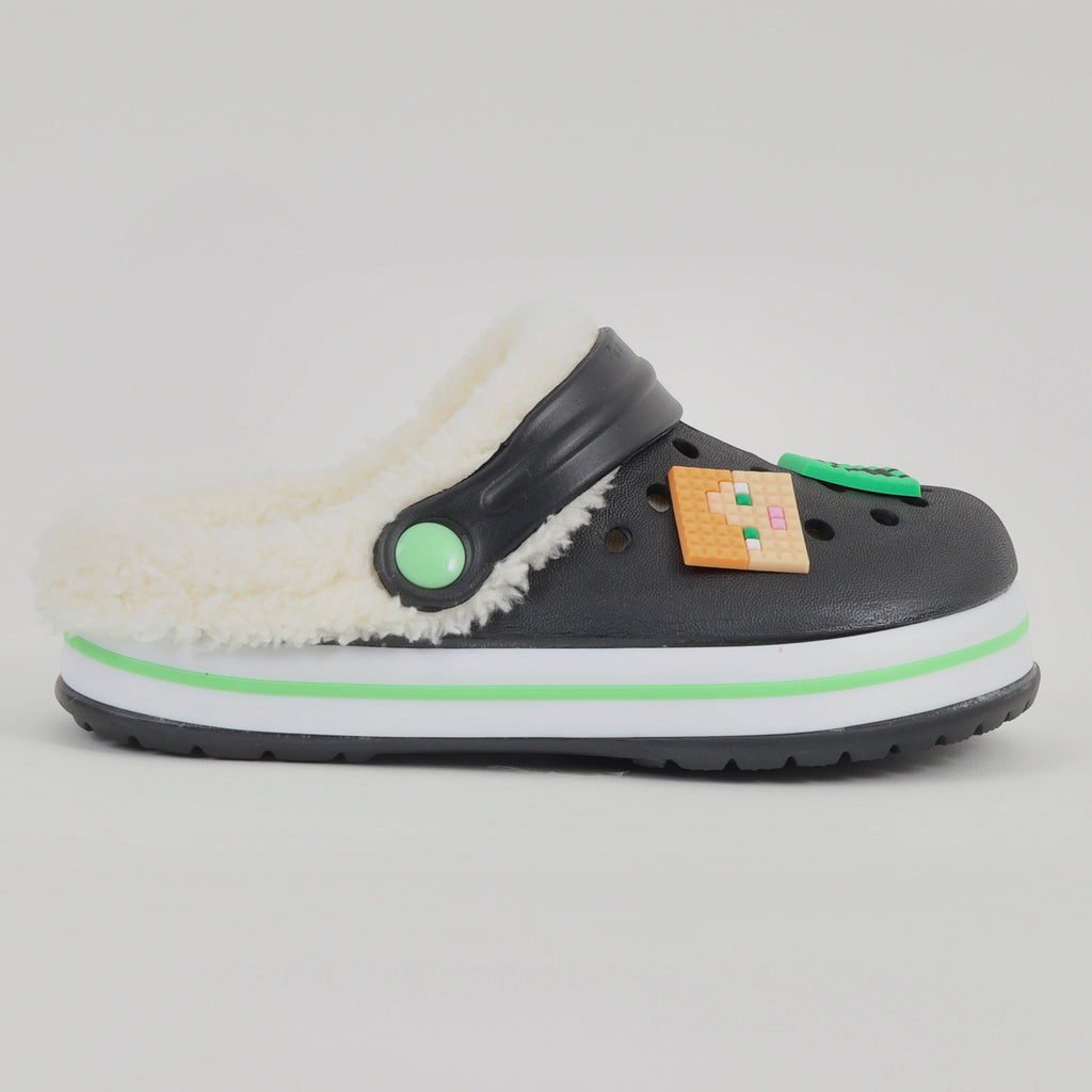 Zueco de Eva Con Chiporro Niño Pins Negro Minecraft
