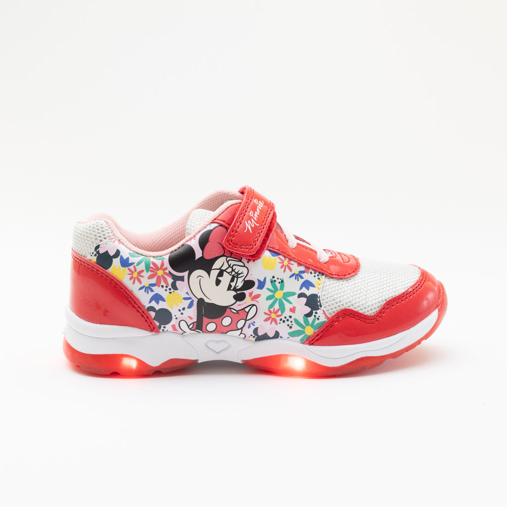 Zapatilla Luces Niña Minnie Colorida Rojo Disney