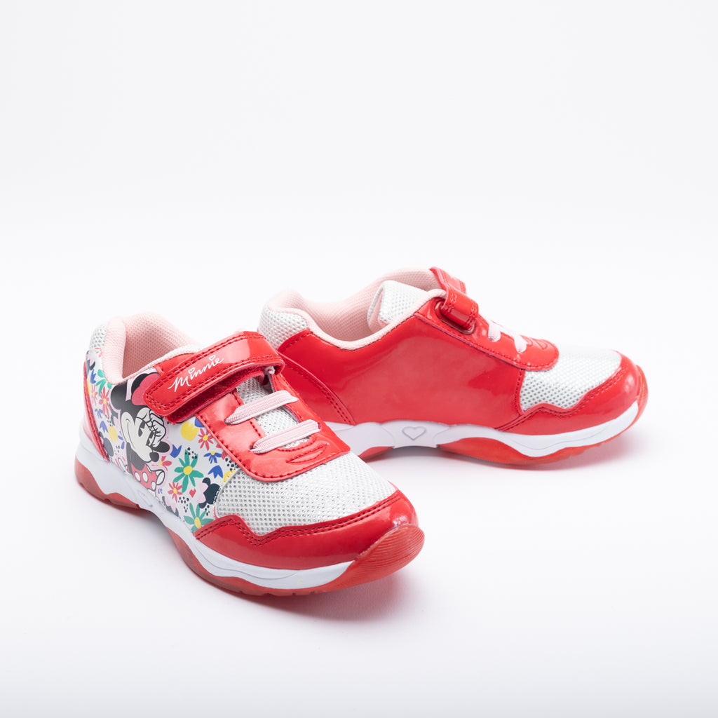 Zapatilla Luces Niña Minnie Colorida Rojo Disney