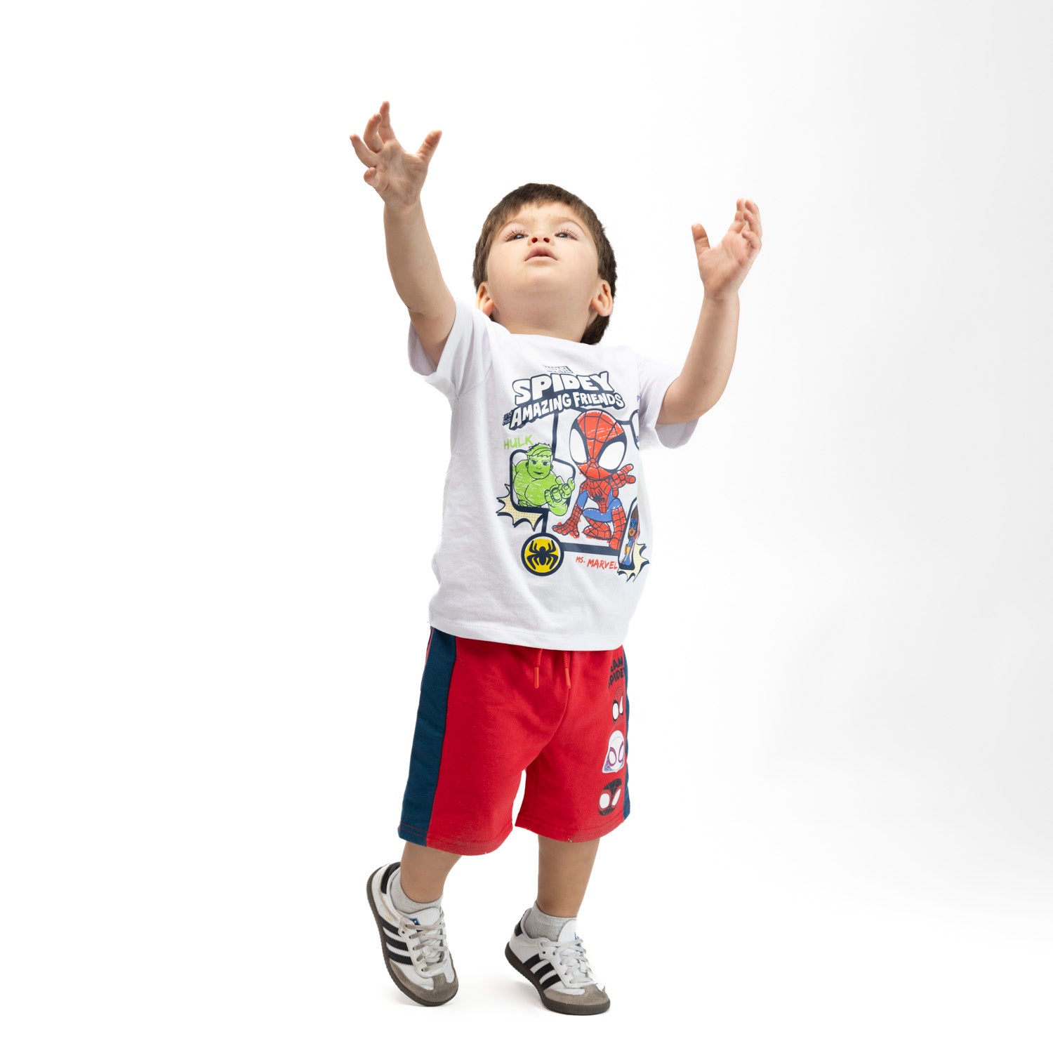 Short Niño Spidey Caras Comics Rojo Marvel