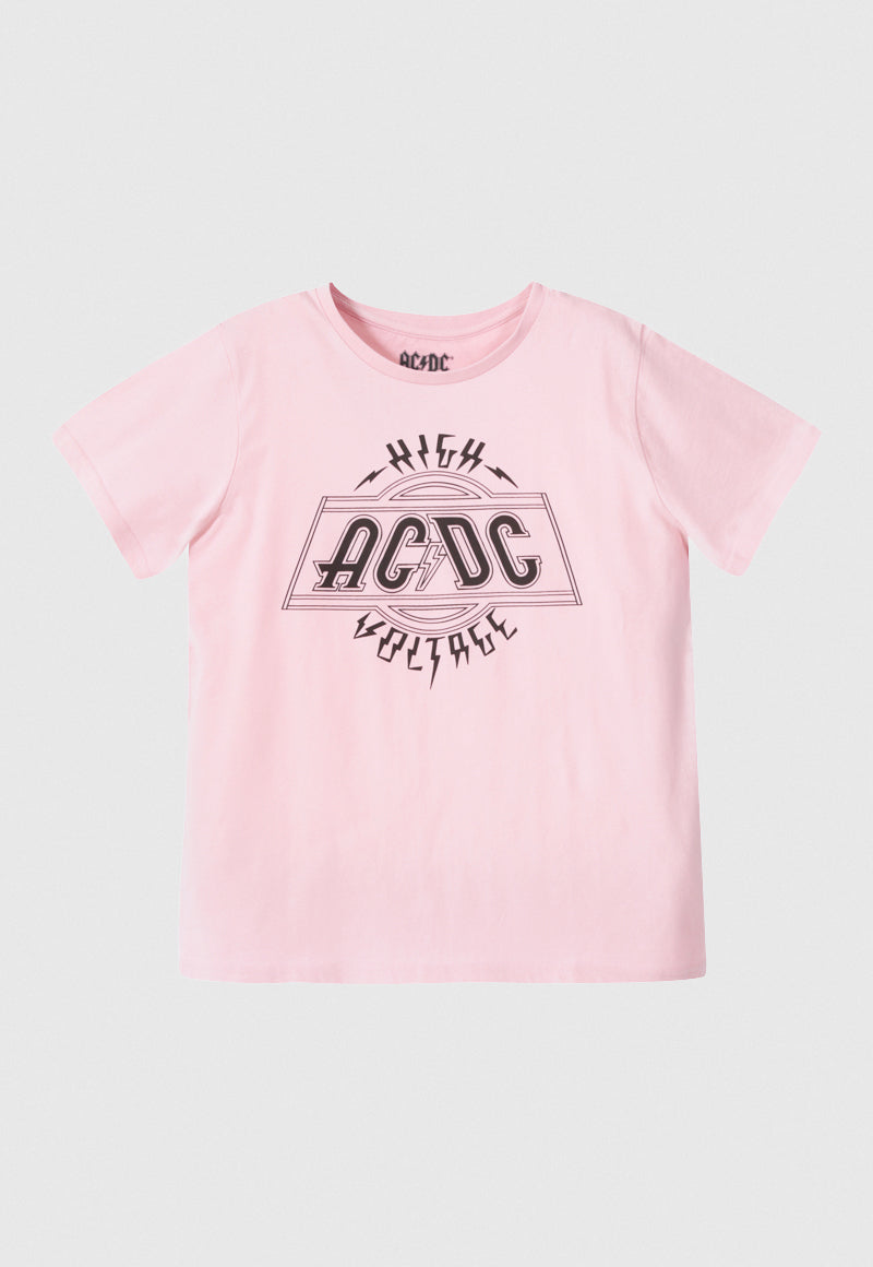 Polera Mujer  Acdc Voltage Rosado