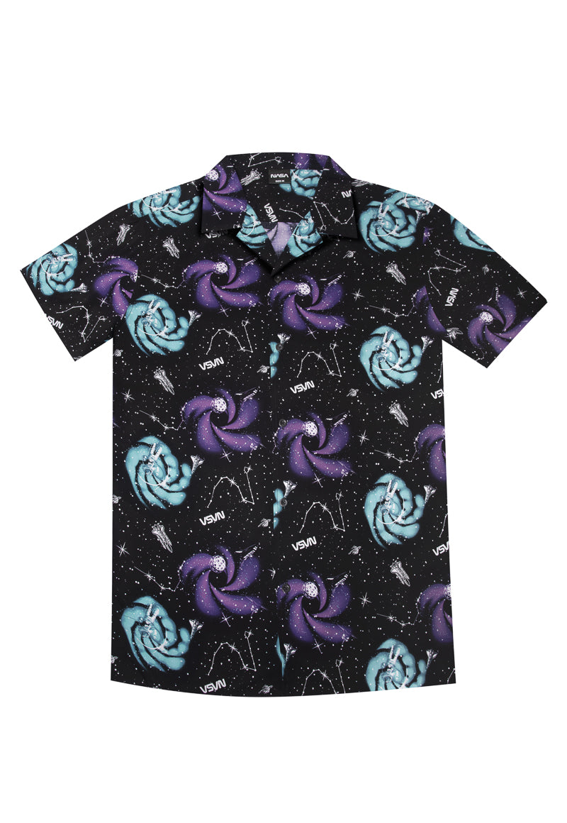 Guayabera Hombre Galaxia Negro Nasa