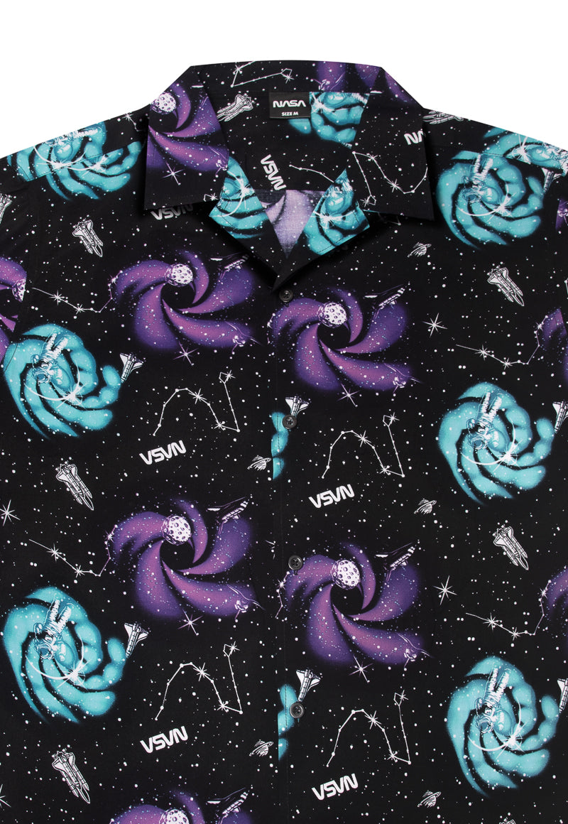 Guayabera Hombre Galaxia Negro Nasa